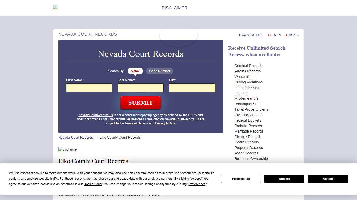 Elko County Court Records | NevadaCourtRecords.us